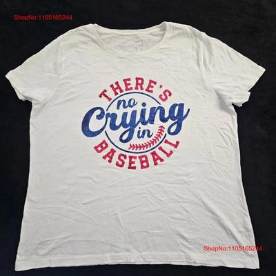 Theres No Crying In Baseball White T Shirt Unisexs Xl Vintage Graphic Top For Everyday Wear Casual Breathable Slightly