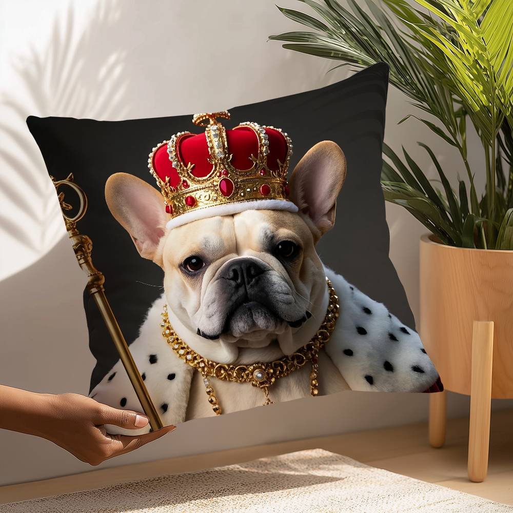 Renaissance Royal French Bulldog Pillow Case Square DoubleSided Print Cushion Case For Sofa Home Bedchamber Decor Gift