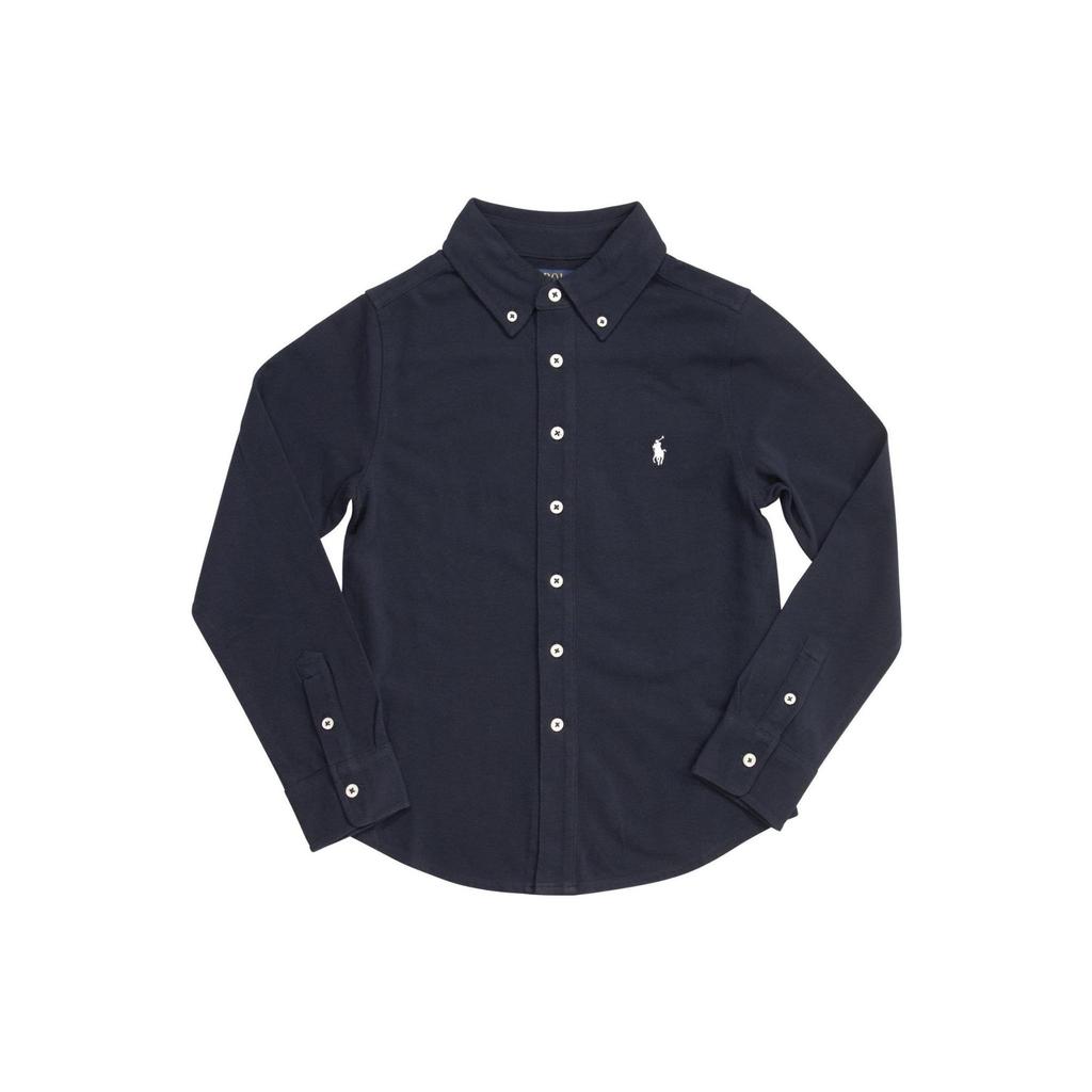 Рубашка Polo Ralph Lauren Ss23 повседневная однотонная с длинным рукавом темно-синего цвета для мужчин 323914506-001