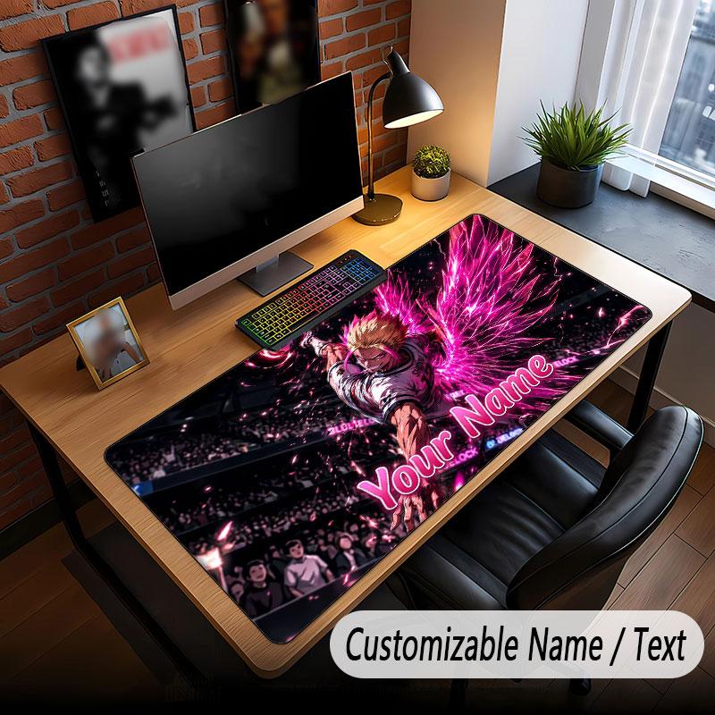 Custom Name Extended Mouse Pad,Blue Lock Gaming Desk Mat For Home Office Desktop Decor