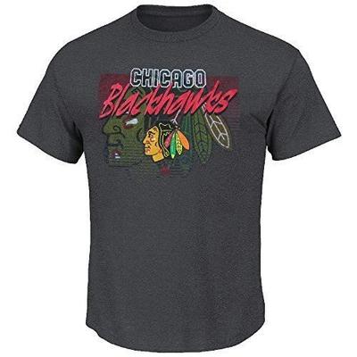 Мужская футболка с коротким рукавом Chicago Blackhawks, угольно-серая, с принтом Five on Five для фанатов хоккея