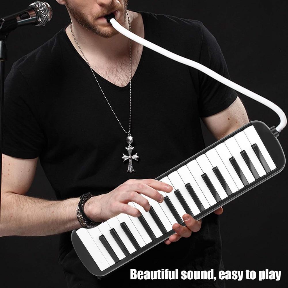 Black 32 Key Melodica 32 Key Wind Musical Instrument Premium Musical Keyboard Home Practice