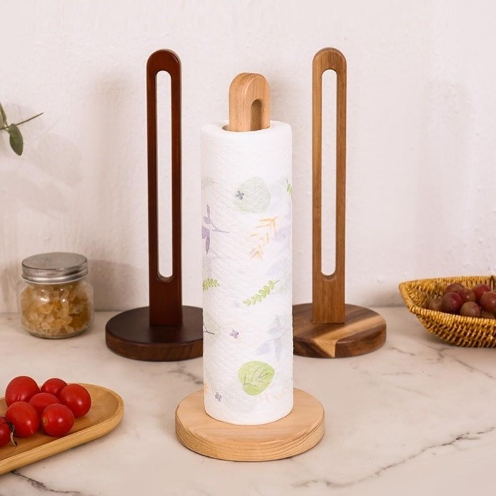 Moisture-proof Wooden Paper Towel Holder Free-Standing Roll Paper Holder Paper Towel Rack Cafe