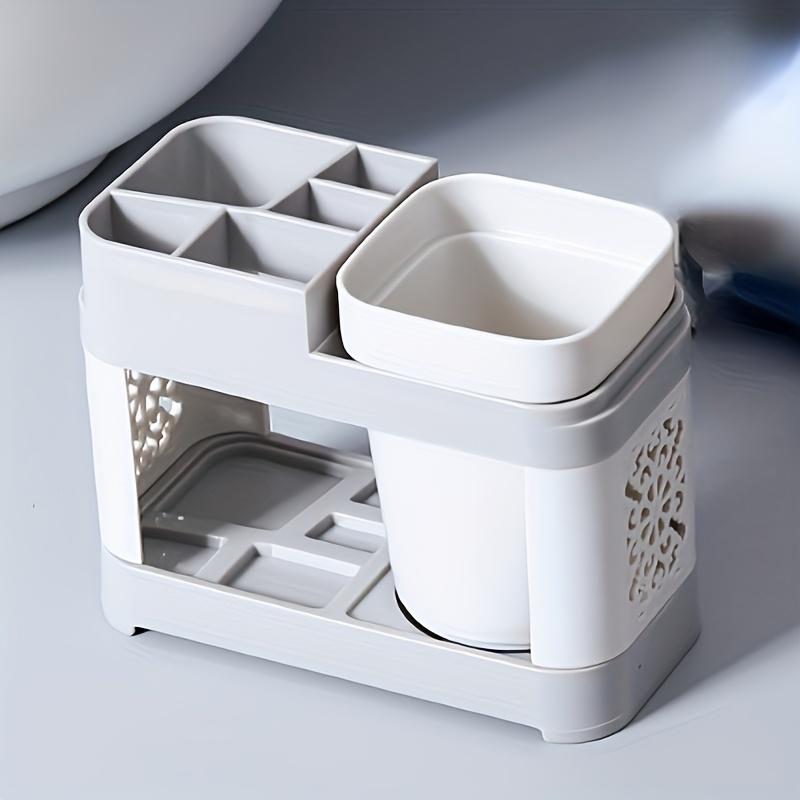Chic Hollow Design Toothbrush & Toothpaste Holder Set with Drain - Ideal for Bathroom Organization, Home Decor