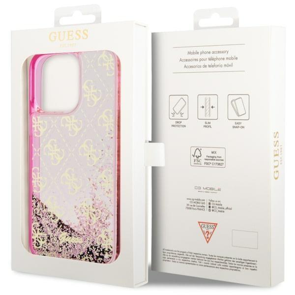 Etui do iPhone 14 Pro Guess Liquid Glitter 4G Różowy