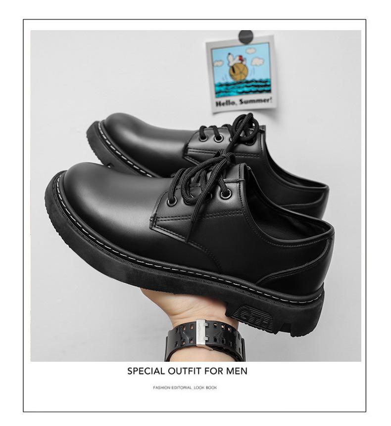 Мужские повседневные черные кожаные ботинки Мартин - Маленькие, Формальные, Деловые, Рабочие туфли