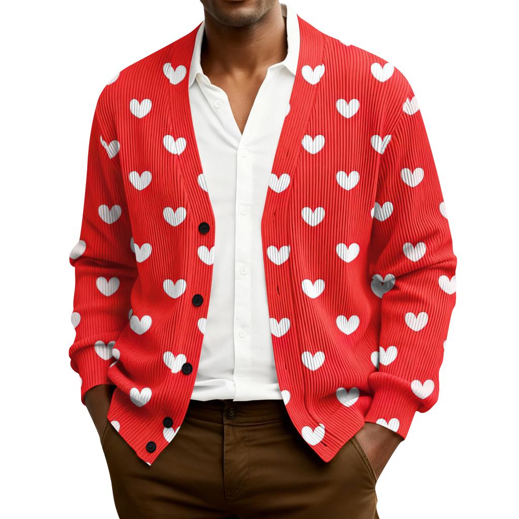 Мужской кардиган с длинным рукавом, рубчатой вязки