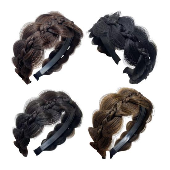 Braided Headband with Teeth Synthetic Heat-Resistant Fibers Realistic Human Hair Headband Secure Hair Fix Hair Hoop