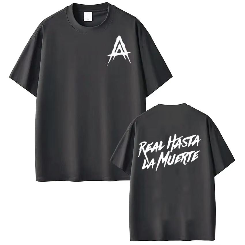 Футболка с принтом рэпера Anuel AA Real Hasta La Muerte Мода Харадзюку С коротким рукавом Мужская Женская Хип-хоп Панк Хлопок Спортивный Топ