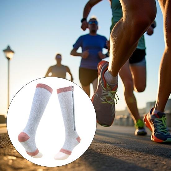 1 пара компрессионных чулок с застежкой-молнией, однотонные мужские и женские компрессионные носки 15-20 мм рт. ст., компрессионные чулки с градиентным давлением