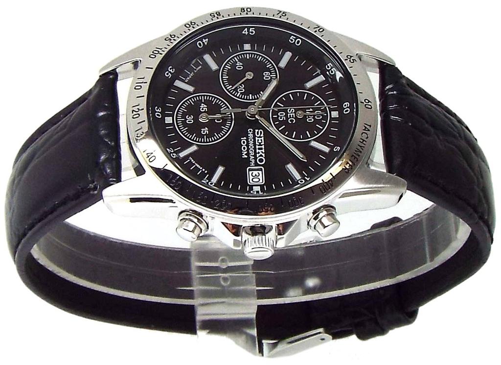 Ремень для часов с хронографом из натуральной кожи, внутренний регулярный дистрибьютор, черный SND367P1 [Seiko] [Товар]