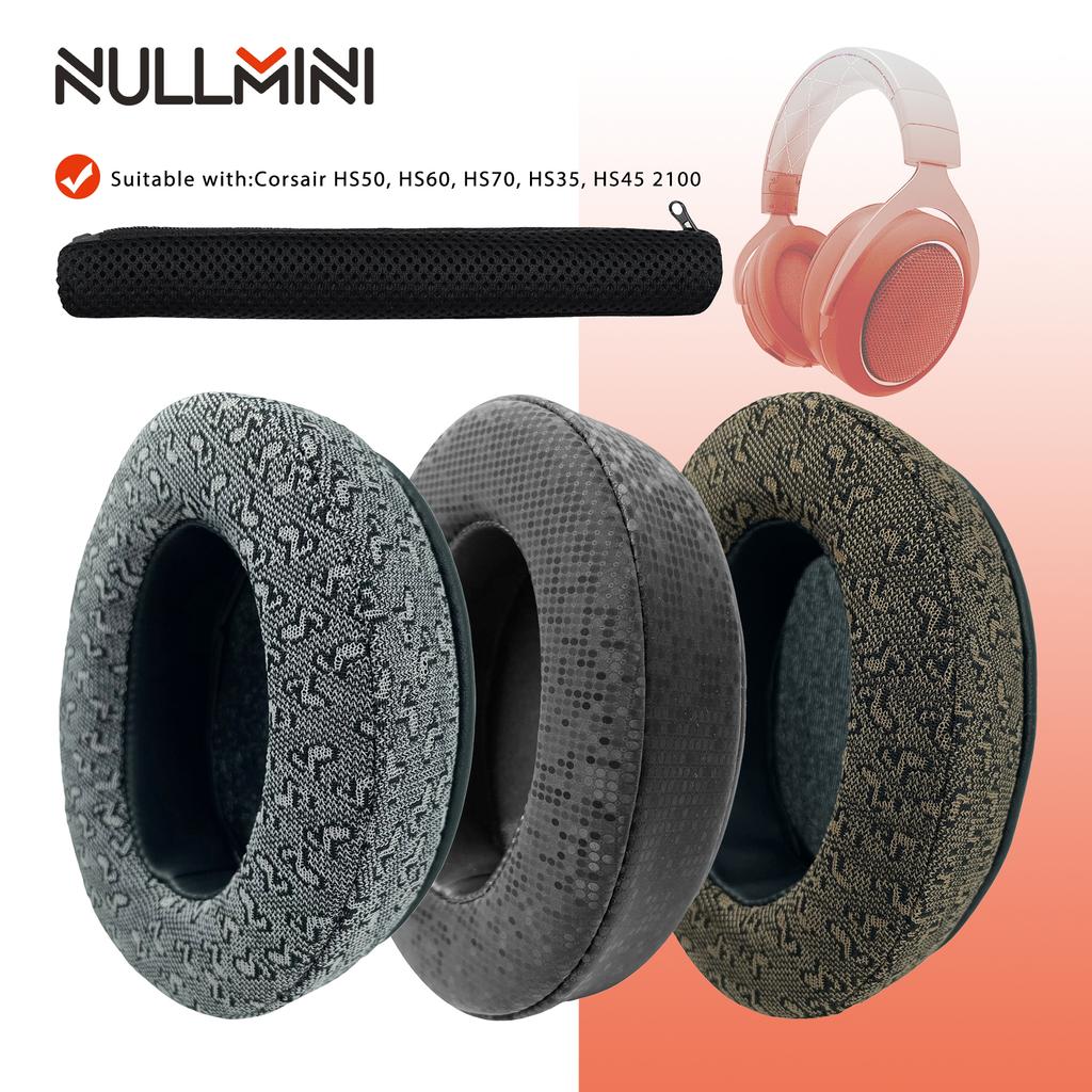NullMini Replacement Earpads for Corsair HS50, HS60, HS70, HS35, HS45 2100 Headphones Ear Cushion Earmuffs Headset Headband