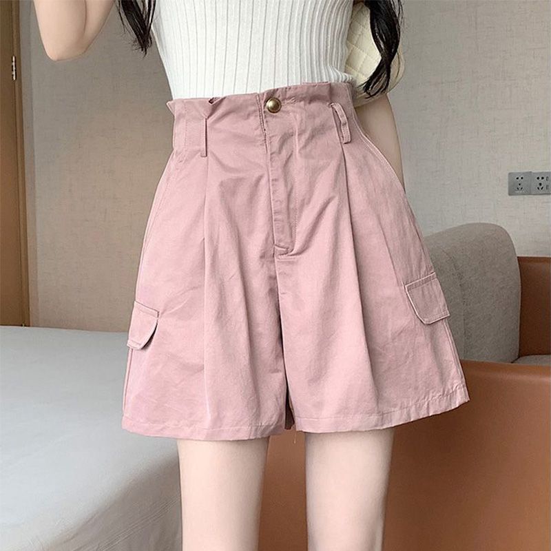 Шорты Flower Bud с высокой талией для женщин, летние японские милые свободные брюки А-силуэта с широкими штанинами для студентов, повседневные брюки
