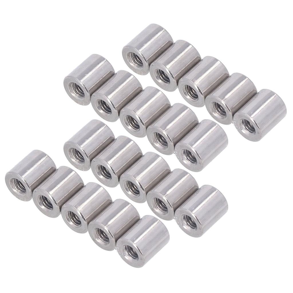 20 шт. Цилиндрические соединительные гайки из нержавеющей стали 304, внутренняя резьба M6, круглые соединительные гайки