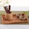 Autumn Rattan Weave Desktop Organizer: Pen Holder & Makeup Storage Box