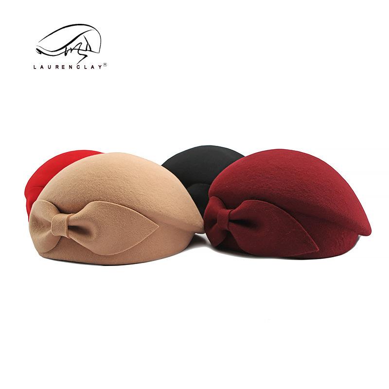 European and American style hat women's autumn and winter new wool beret temperament British retro bud hat stewardess hat tide