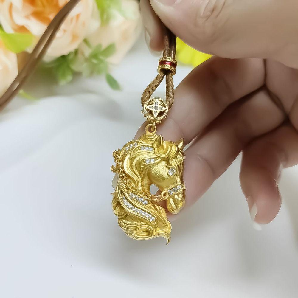 Waterproof Zodiac Horse Necklace Luxury Golden Horse Pendant Wealth Foal Necklace  Birthday Gift