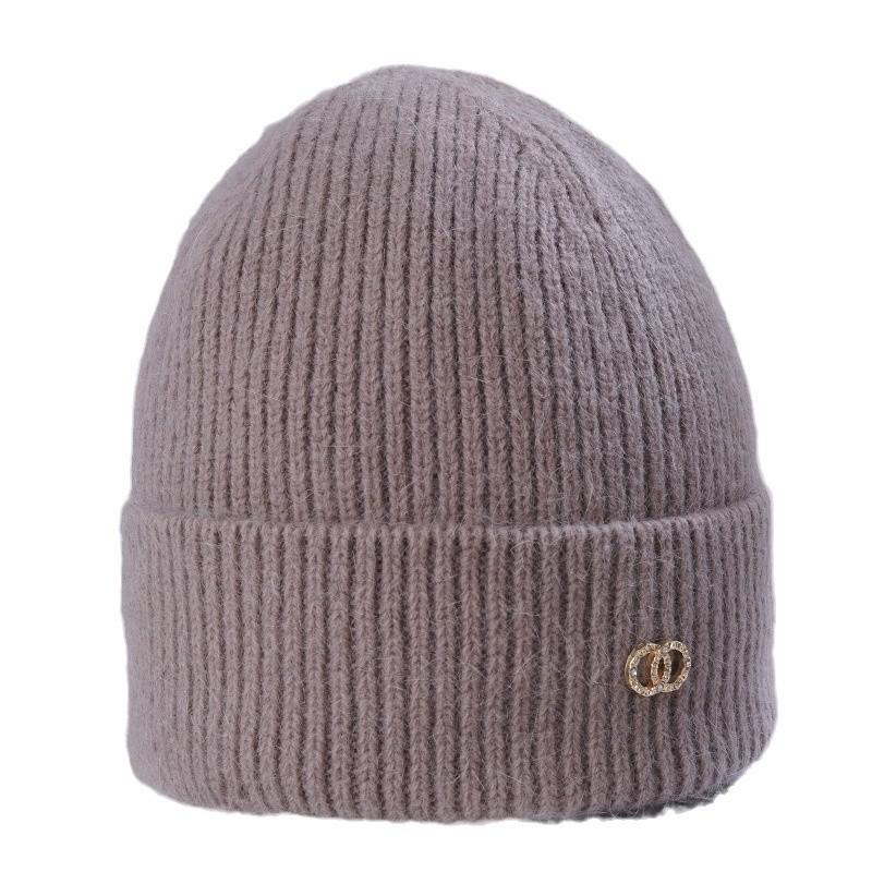 Women's Winter Warm Rabbit Wool Knitted Hat Korean Style Versatile Big Head Circumference Plus Velvet Thickened Windproof Ear Protection Wool Hat