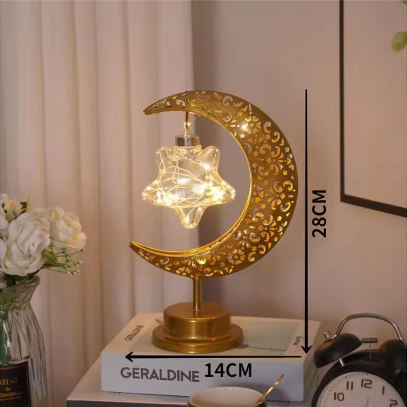 Metal Iron Art Star Moon Bedroom LED Night Lights Muslim Ramadan Night Light For Bedroom Festival Eid Home Decoration Light