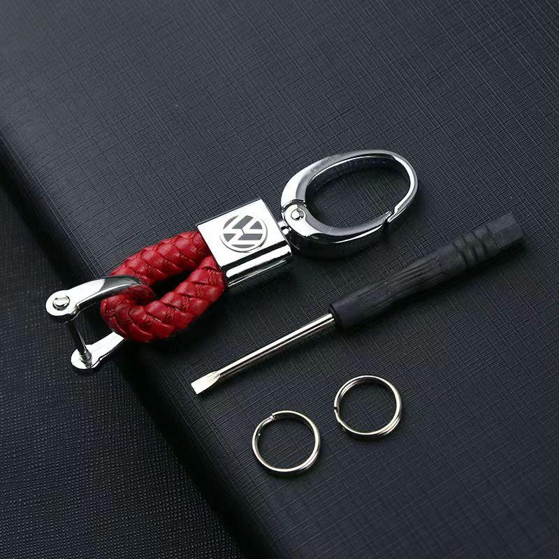 Valve Stems Caps Metal/Leather Car Styling Keychain For VW Volkswagen Golf Polo Passat Touran Jetta Key Chain Rings Accessories MF4