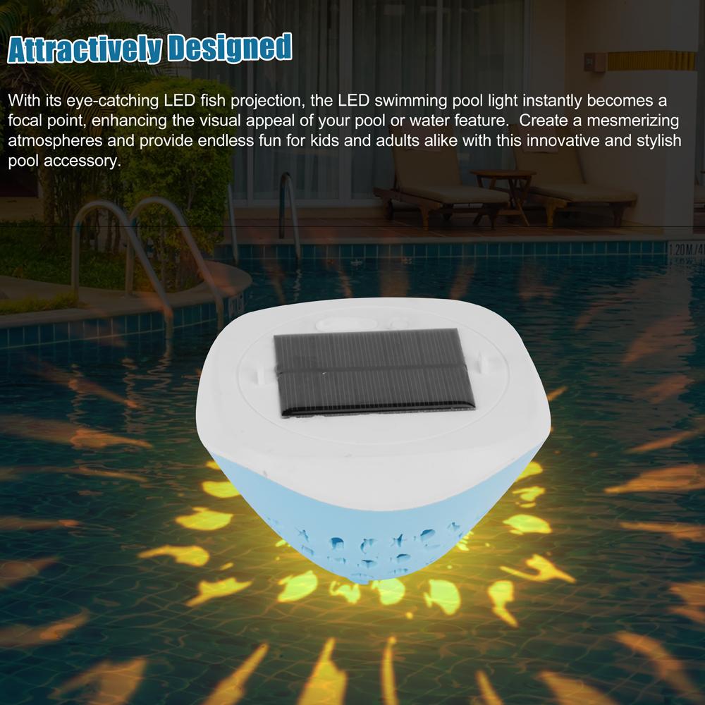 Солнечный плавающий светильник для бассейна, светодиодная проекционная лампа с рыбным узором, IP67, водонепроницаемые светильники для ванны с 4