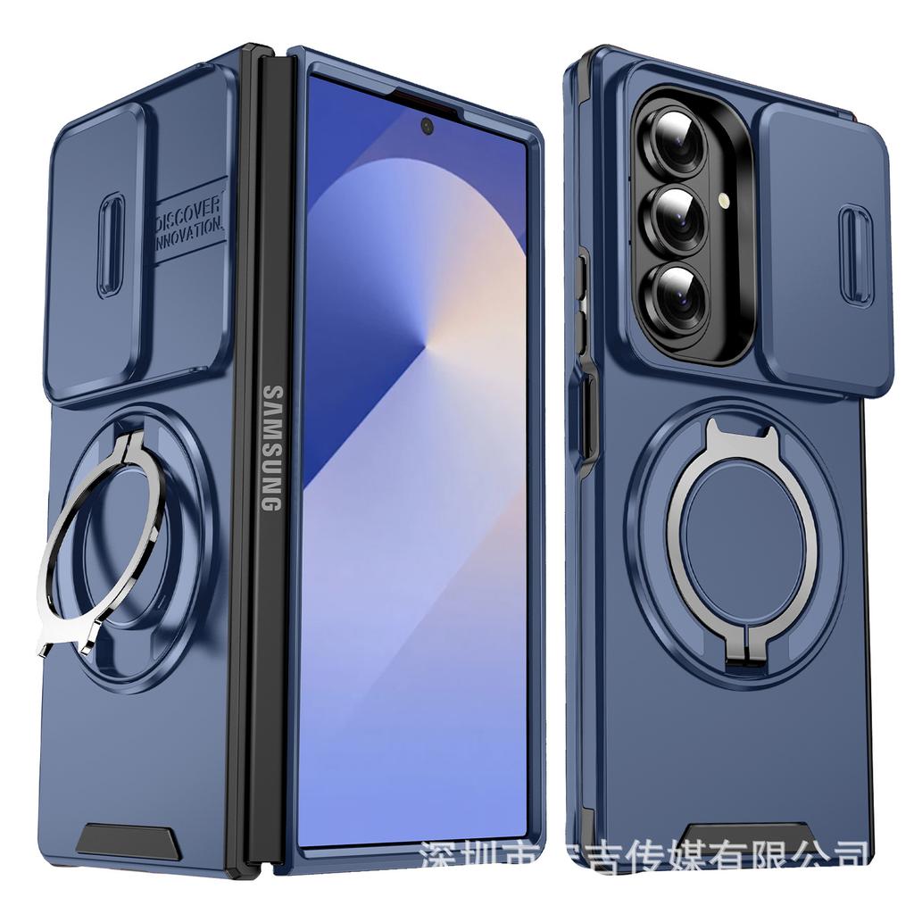 Чехол для складного мобильного телефона Samsung Z Fold7, самоклеящийся, с выдвижным окошком для пассажира, вращающимся кронштейном, откидной, магнитный защитный чехол для автомобиля Flip7