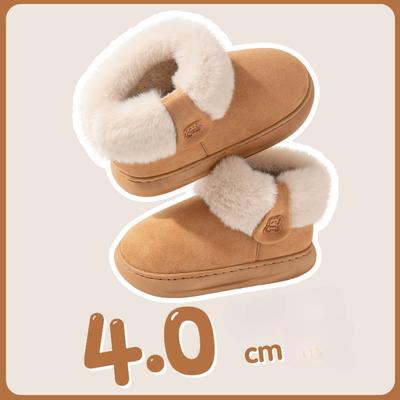 Женские зимние ботинки для снега, ботинки с подкладкой из искусственного меха, тапочки, удобная пушистая домашняя обувь для отдыха на открытом воздухе, нескользящие теплые ботильоны из искусственной замши для женщин