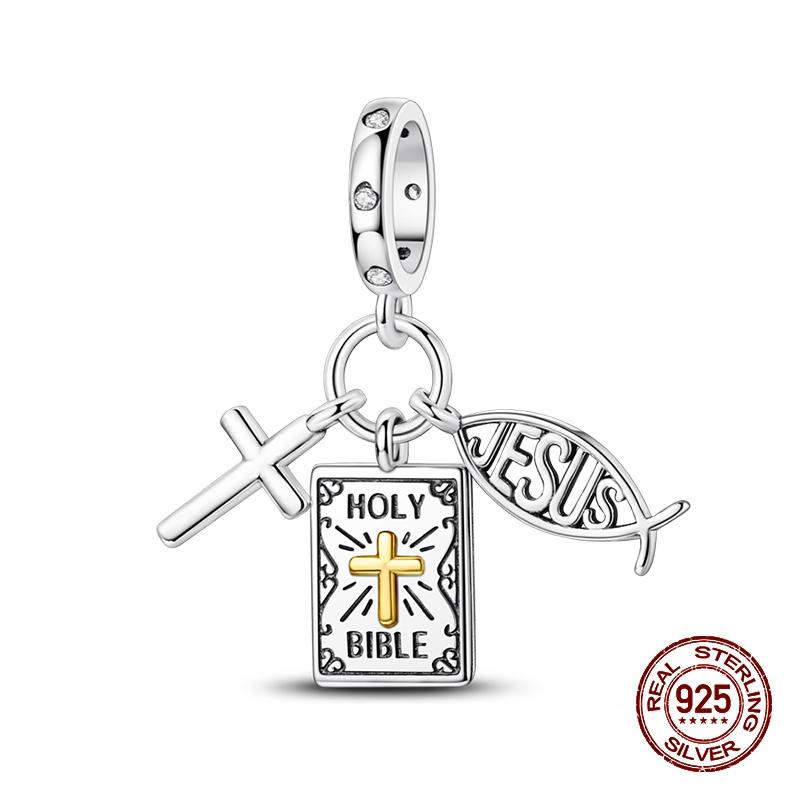 Шармы Медь Ангел Молитва Крест Библейская Серия Шармы Бусины Подходят 3 мм Оригинальные Браслеты Сделай Сам Пасхальные Ювелирные Изделия Подарки