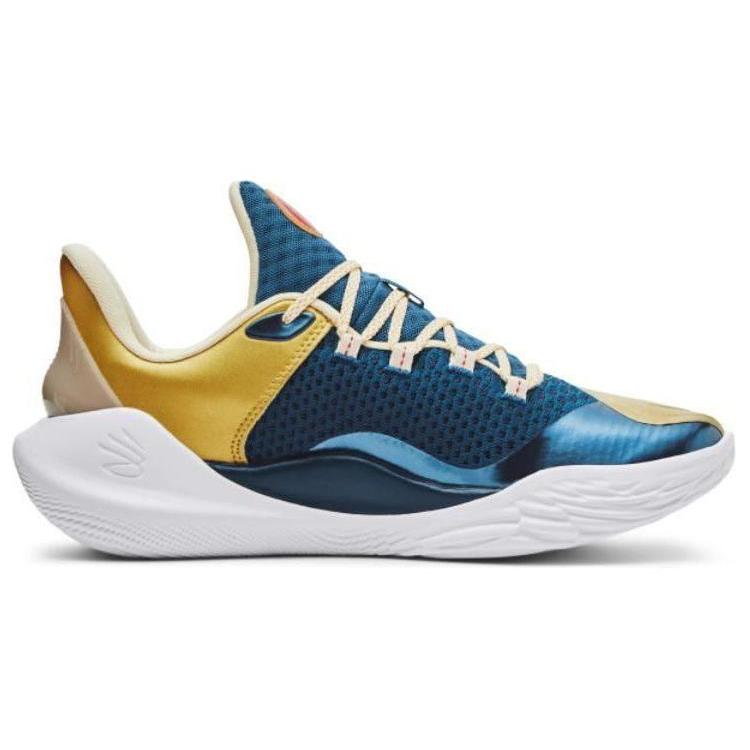 Under Armour Кроссовки для баскетбола Curry 11, нескользящие, износостойкие, низкие, унисекс, желто-синие 3026617