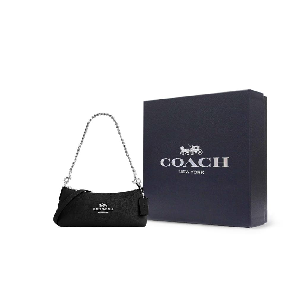 New COACH Pebbled Leather Shoulder Bag, Handbag, Shoulder Bag Women's Black CL407-SVDTV