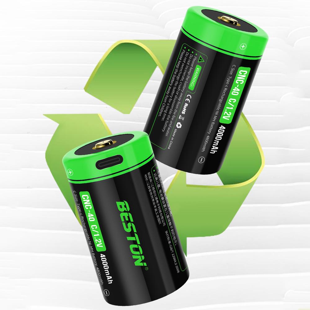 1,2 В NI-MH аккумулятор для водонагревателя, фонарик, 4000 мАч, тип C, USB аккумуляторная батарея