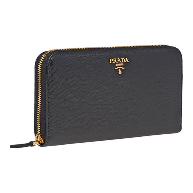 Prada Saffiano Leather Long Wallet Women Wallets Black 1ML506-QWA-F0002