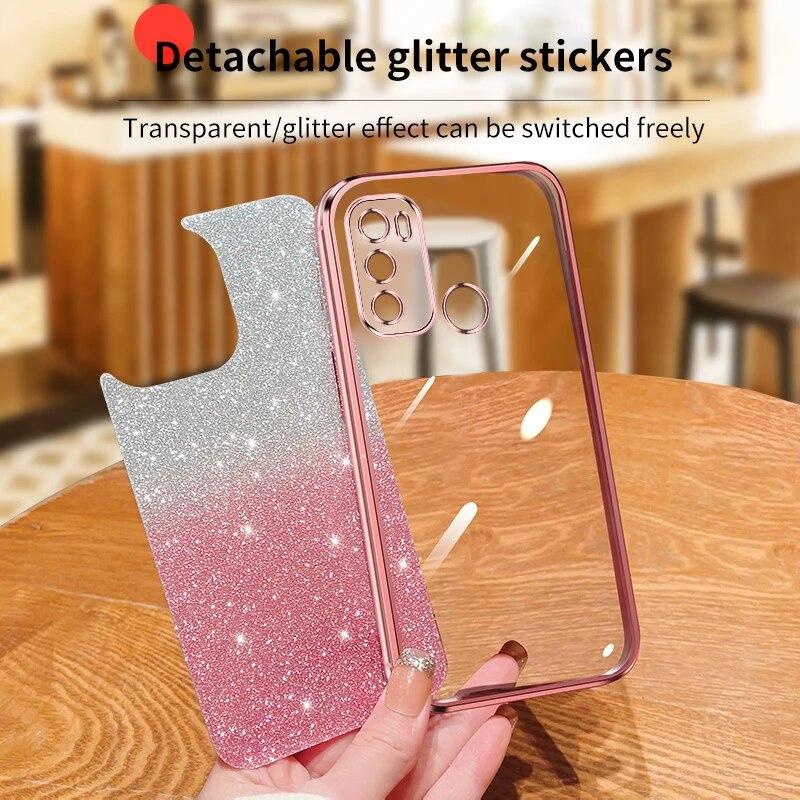 Luxury Glitter Plating Case On For Motorola Moto G32 G62 G71 G22 G23 G73 G31 G60 G50 G20 G30 G10G53 G42 Clear Cover