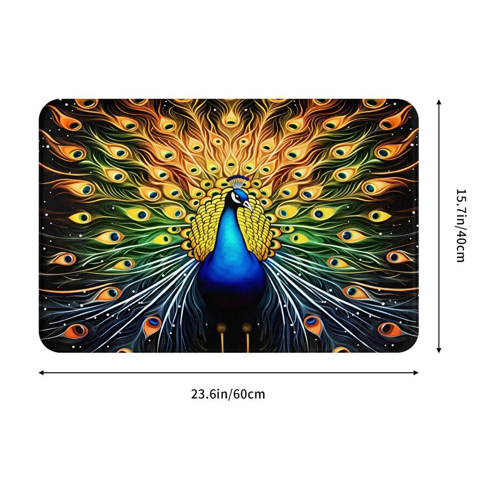 Cute Peacock Pattern Modern Style Front Floor Door Entrance Mats Outdoor Bath Kitchen Doormat Bedroom Carpet Rug