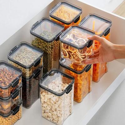 Прозрачные герметичные контейнеры для хранения продуктов с крышками, пластиковые канистры для кухонного органайзера для хранения, для муки, сахара, круп, риса