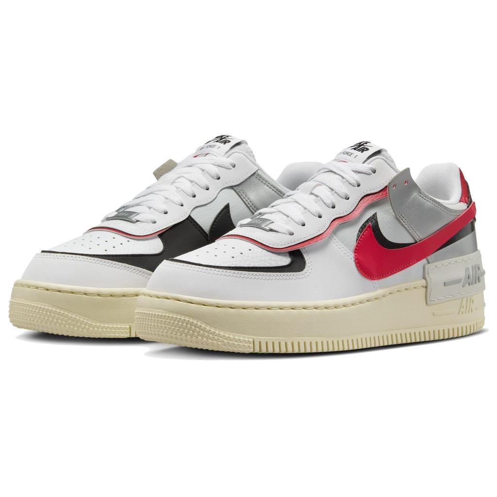 Новые женские кроссовки Nike Air Force 1 Low Shadow Бело-серебристые Красный для зала FN6335-100
