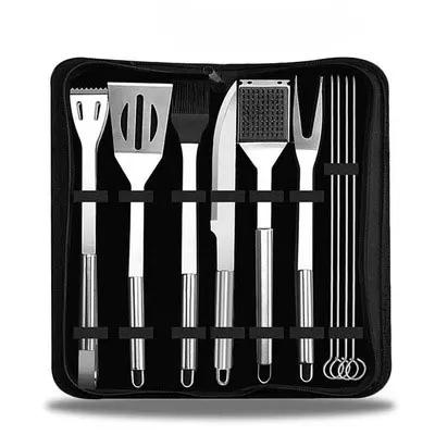 BBQ Tool Set, Portable Oxford Bag, Grilling Utensils, Stainless Steel Grill, Spatula Brush, Outdoor Barbecue Accessories