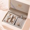 Наручные кварцевые простые нержавеющая сталь подарок на день для женщин OLEVS подарочный набор женские часы, браслет, ожерелье, бренд, милый, стильный,