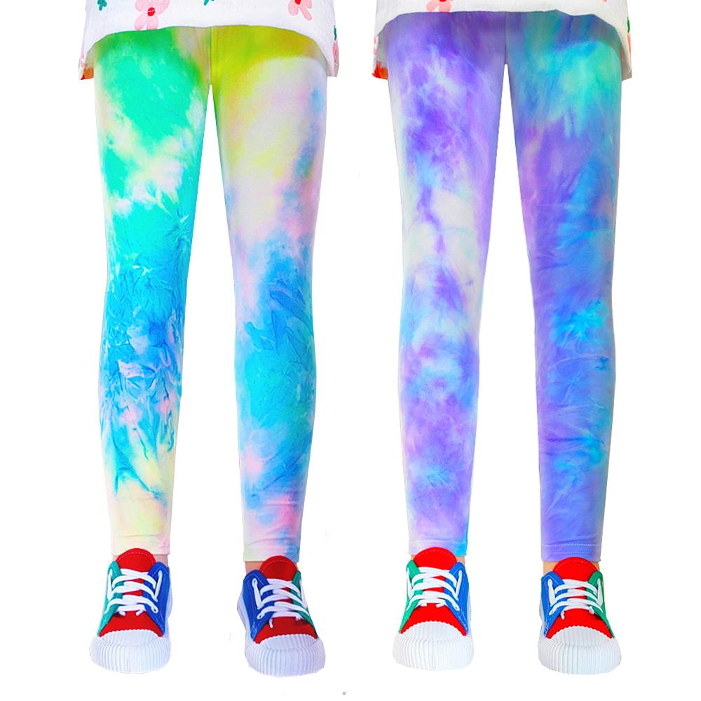 Fluorescent Pants Kids Colorful Color Printing Leggings For Girls Trousers Baby Girls Soft Elastic Skinny Pants