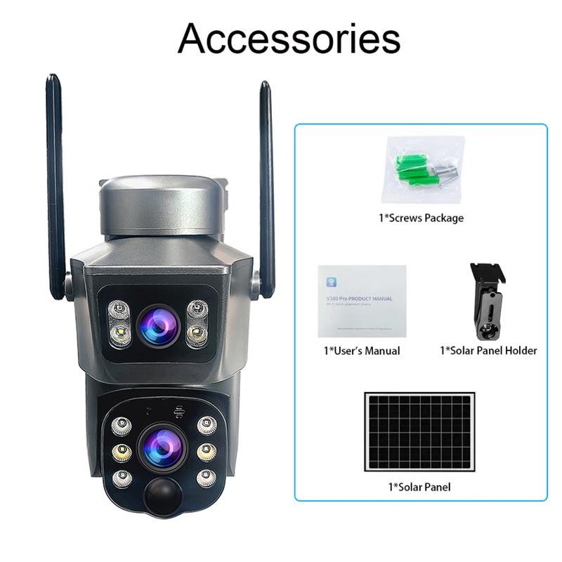 V380 Уличная 360° HD Беспроводная 4G Камера Безопасности с Питанием от Солнечной Батареи Бинокль