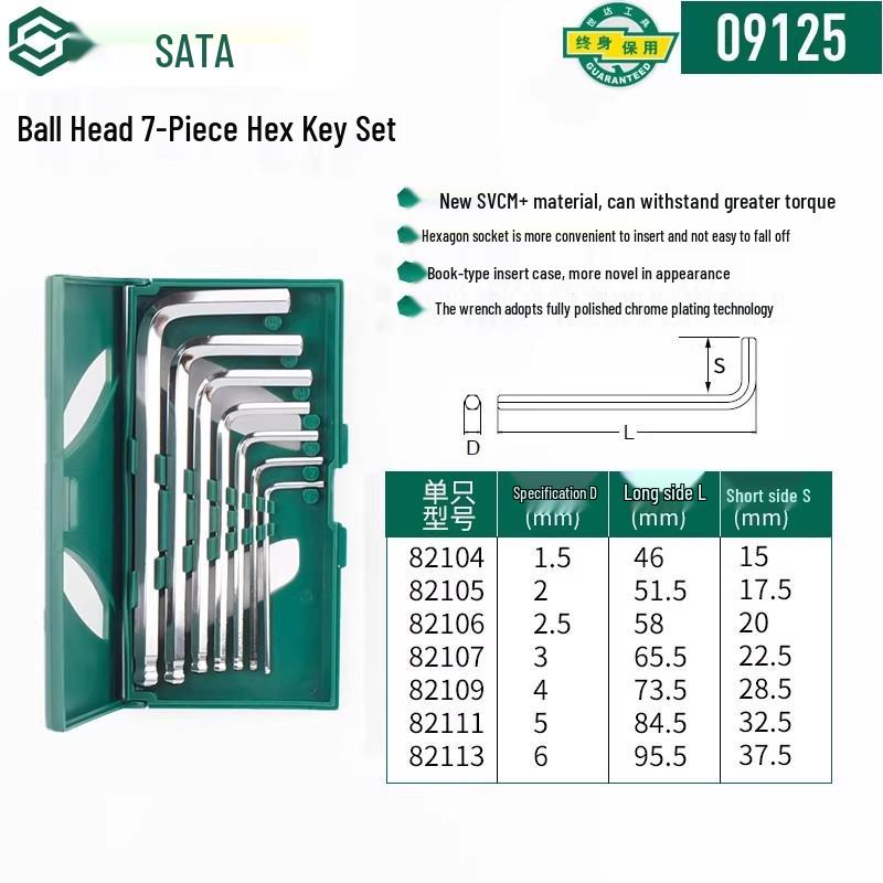 SATA Экстрадлинный набор шестигранных и Torx ключей с шаровыми и плоскими головками