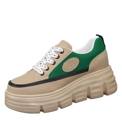 Модные женские дышащие кожаные повседневные черные туфли на платформе с танкеткой женские 8 см 2024 модные кроссовки массивные весенне-осенние туфли