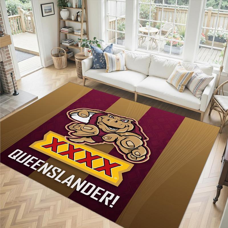 Queensland Maroons Design Crystal Velvet Carpet Cozy Non?Slip Printed Rug For Bedroom Living Room Entrance