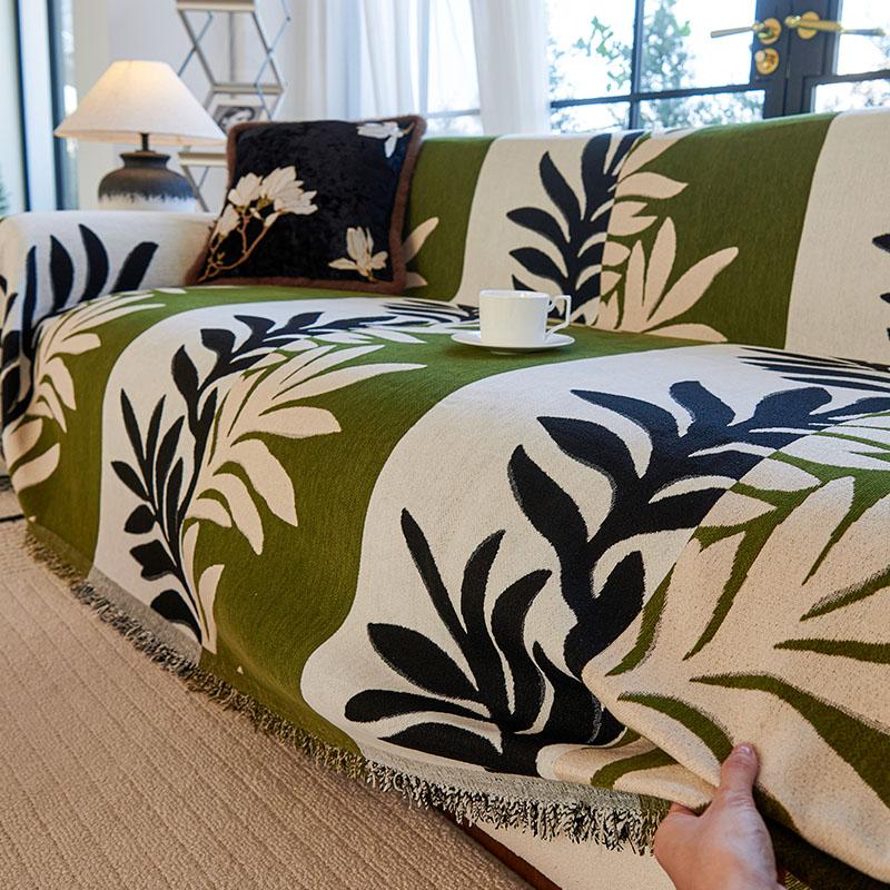 Funda Sofa Home Синель Гавайи Лист Цвет Блок Диван Коврик Пледы Всесезонный Кемпинг Пикник Диван Чехол