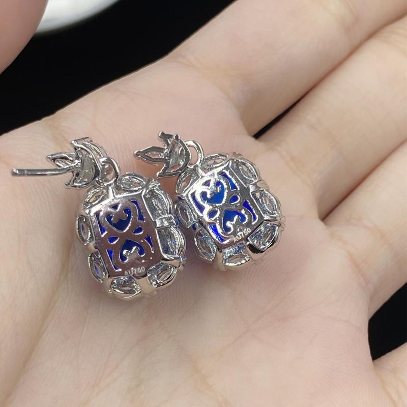 BELLA BOX Комплект из сережек-колье с полым дном в виде сахарной башни, инкрустированной синим цирконием, для женщин