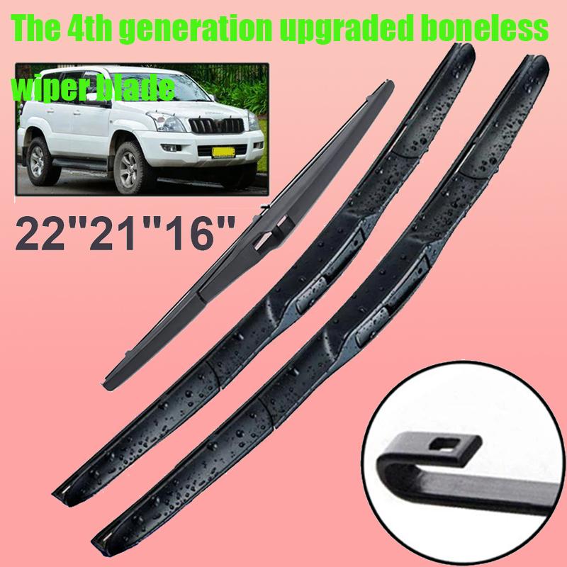 Wiper Front & Rear Wiper Blades Set For Toyota Prado 120 J120 2002 - 2009 Windshield Windscreen Window Brush 22"+21"+16"