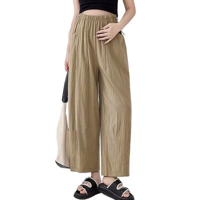 Брюки для беременных Весенне-летние Тонкие Верхняя одежда Кулиска Широкие брюки Повседневные Брюки длиной девять точек Тонкие