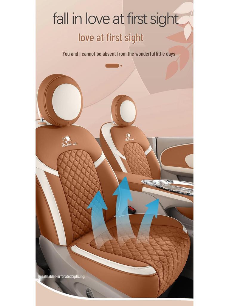 ORA Ballet Cat Cartoon Seat Cushion: All-Season, Full-Wrap Car Seat Cover In Special Leather.