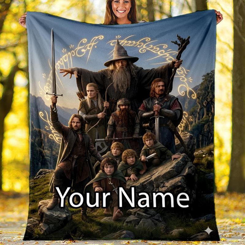 Custom Name The Lord of the Rings Theme Printed Blanket - Perfect for Couch, Bed, Travel & Outdoor Use | Machine Washable, Cozy & Durable.