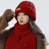 2Pcs Windproof Neck Guard Hat Set Korean Style Warm Scarf Fashion Knitted Hat Scarf  Winter Autumn